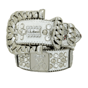 BB Simon Curb Chain Square B Silver White Belt