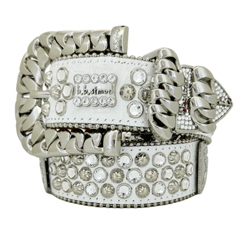 Curb Chain square b Silver White