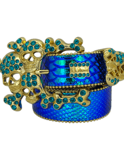 Iridescent Blue Python Gold Skull pile