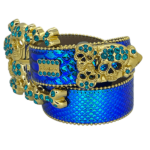Iridescent Blue Python Gold Skull pile