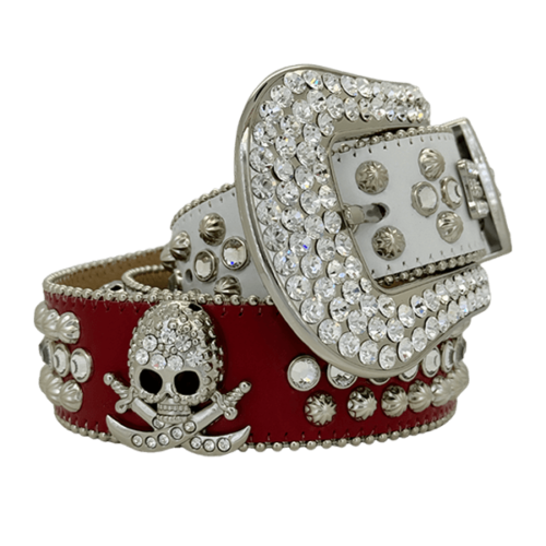 Crimson Skulls Fusion White Belt - BB Simon Belt