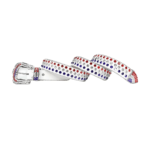Plain White Strap With Shiny Multi Rhinestone Belt and buckle