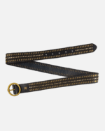 Soraya | Studded Leather Belt with Gold Round Buckle