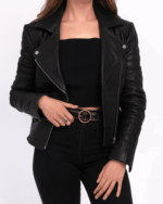 Soraya | Studded Leather Belt with Gold Round Buckle