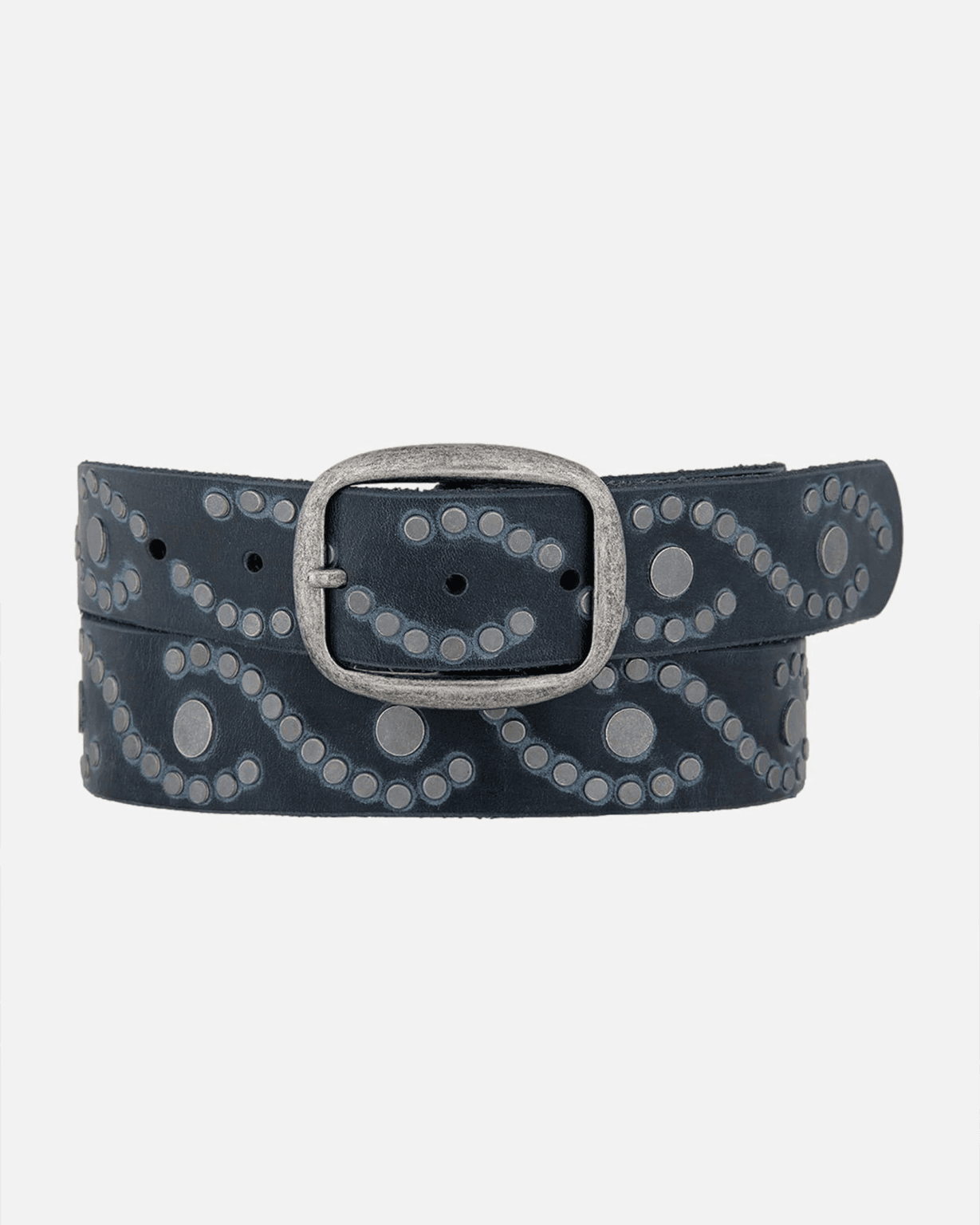 Grey Genuine Leather Studded Women's Belt