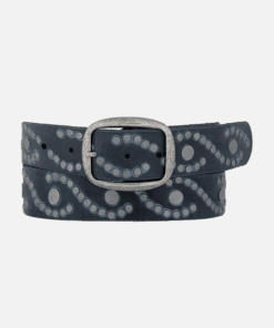 Irena | Studded Leather Belt | Antique Silver Studs