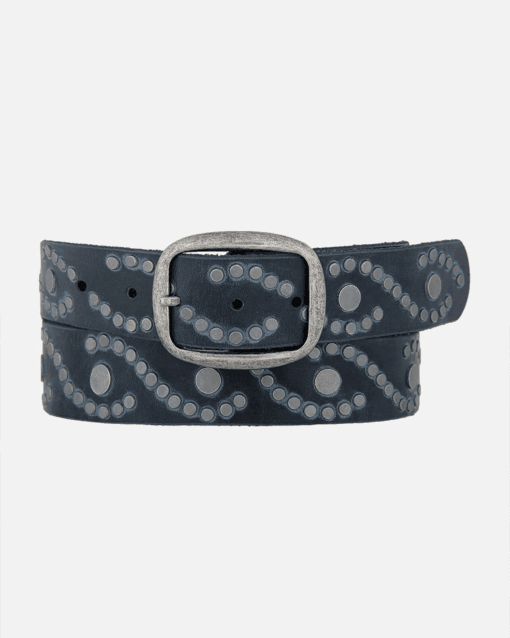 Irena | Studded Leather Belt | Antique Silver Studs