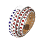 White Strap With Shiny blue white and red mixed Rhins stone bb Belt