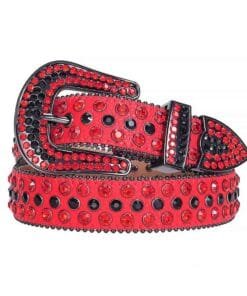 Red Strap With Crystal Red & Black Rhinestone Belt