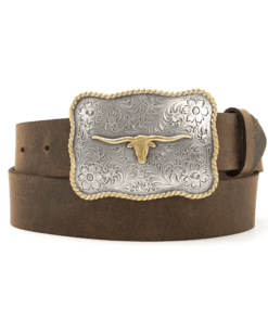 1 1/2" Scalloped Longhorn Western Buckle Belt