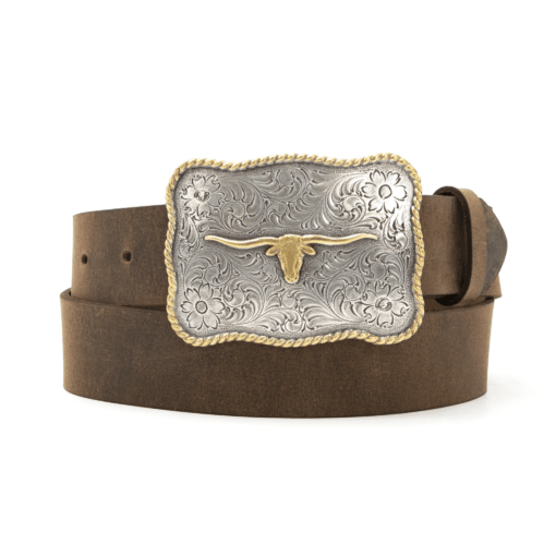 1 1/2" Scalloped Longhorn Western Buckle Belt