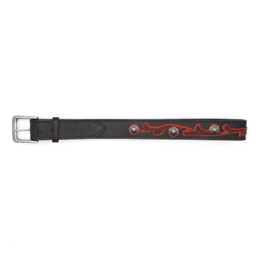 BB Simon 1 1/2" Western Scrolled with Skull Conchos Belt