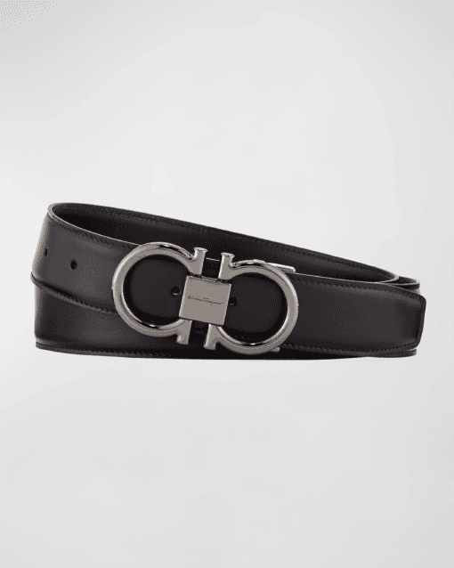 Men's Double-Gancini Reversible Designer Belt