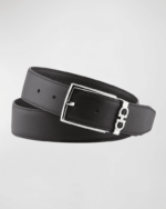 Men's Reversible Textured Designer Belt with Classic Buckle