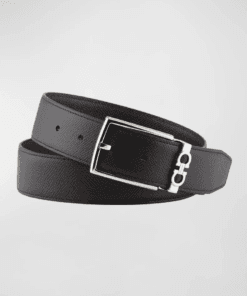 Men's Reversible Textured Designer Belt with Classic Buckle