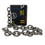 BB Simon Belt Providing you a purse embed a logo of BB Simon on a black color Wallet with a black color of chain