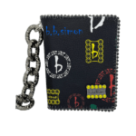 BB Simon Belt Providing you a purse embed a logo of BB Simon on a black color Wallet with a black color of chain
