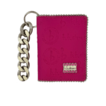 BB Simon Belt Providing you a purse embed a logo stamp of BB Simon on a Pink color Wallet with a silver color of chain