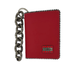 BB Simon Belt Providing you a purse embed a logo stamp of BB Simon on a Red color Wallet with a black color of chain