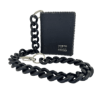 BB Simon Belt Providing you a purse embed a logo stamp of BB Simon on a Black color Wallet with a Black color of chain