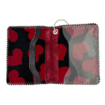 BB Simon Belt Providing you a purse embed a logo stamp of BB Simon pony hair red pattern on a black color Wallet with a silver color of chain