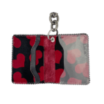 BB Simon Belt Providing you a purse embed a logo stamp of BB Simon pony hair red pattern on a black color Wallet with a silver color of chain