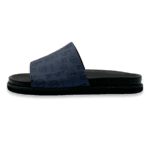 BB Pattern Leather Slides – Navy