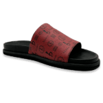 BB Pattern Leather Slides – Red