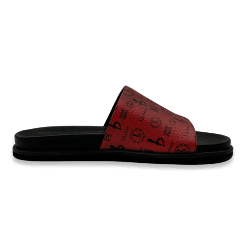 BB Pattern Leather Slides – Red