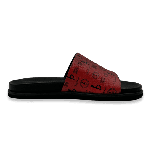 BB Pattern Leather Slides – Red
