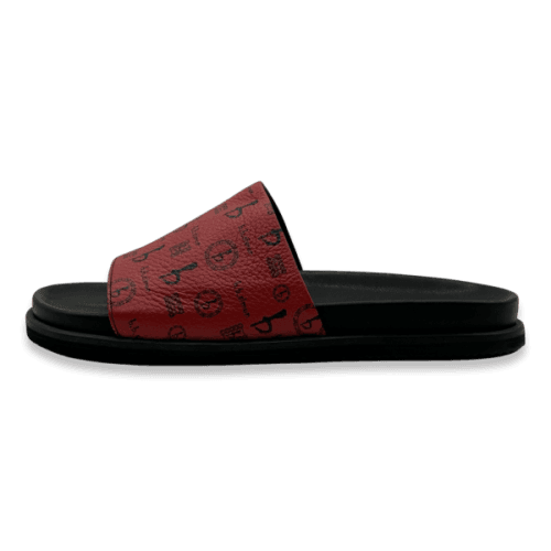 BB Pattern Leather Slides – Red