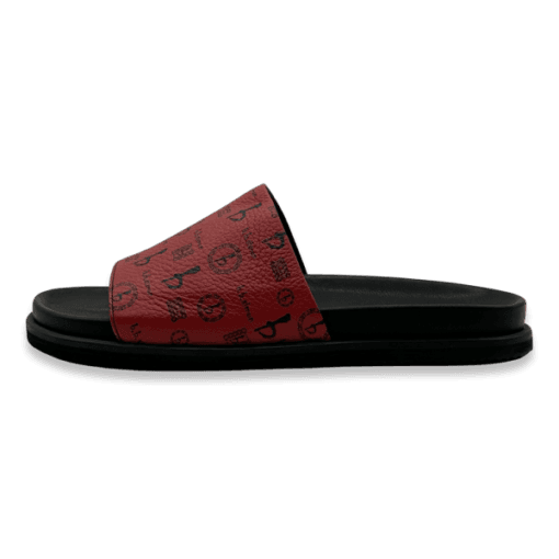 BB Pattern Leather Slides – Red