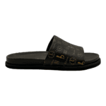 BB Pattern Leather Slides – Brown