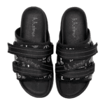 BB Pattern Strapped Slides – Black
