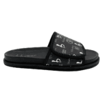 BB Pattern Velcro Leather Slides – Black