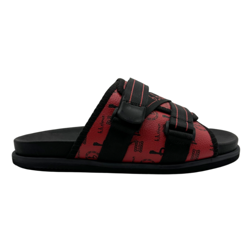 BB Pattern Strapped Slides – Red