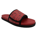 BB Pattern Velcro Leather Slides – Red/Red