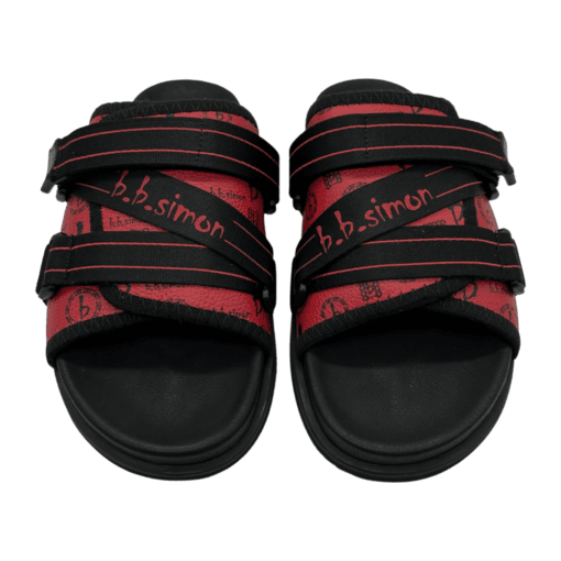 BB Pattern Strapped Slides – Red