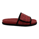 BB Pattern Velcro Leather Slides – Red/Red