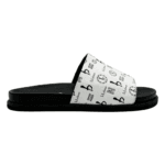 BB Pattern Leather Slides – White
