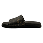 BB Pattern Leather Slides – Brown