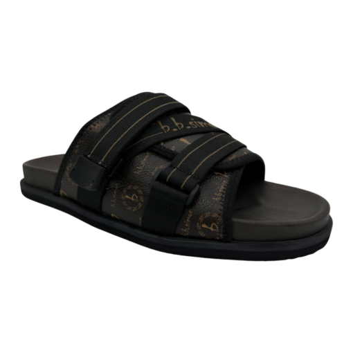 BB Pattern Strapped Slides – Brown