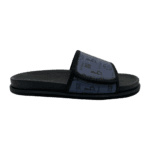 BB Pattern Velcro Leather Slides – Navy