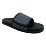BB Pattern Velcro Leather Slides – Navy