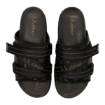 BB Pattern Strapped Slides – Brown