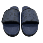 BB Pattern Velcro Leather Slides – Navy