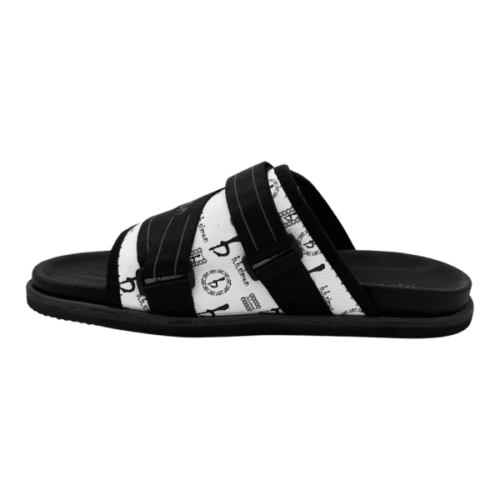 BB Pattern Strapped Slides – White