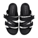 BB Pattern Strapped Slides – White