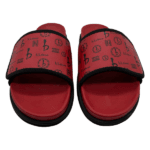 BB Pattern Velcro Leather Slides – Red/Red