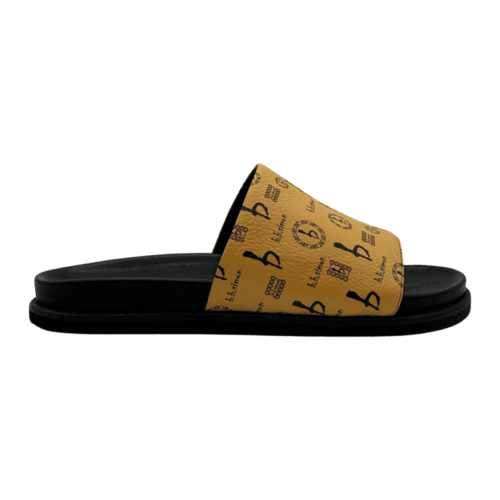 BB Pattern Leather Slides – Butterscotch